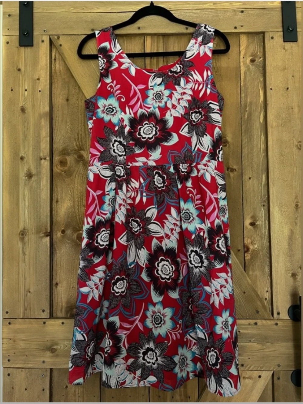 Talbots Red Cotton Voille Sleeveless Dress Size 8